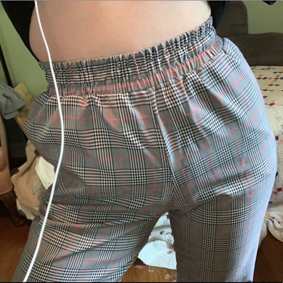 TIC TOC PLAID COMFY ELASTIC WAIST PANTS MEDIUM - Picture 2 of 5